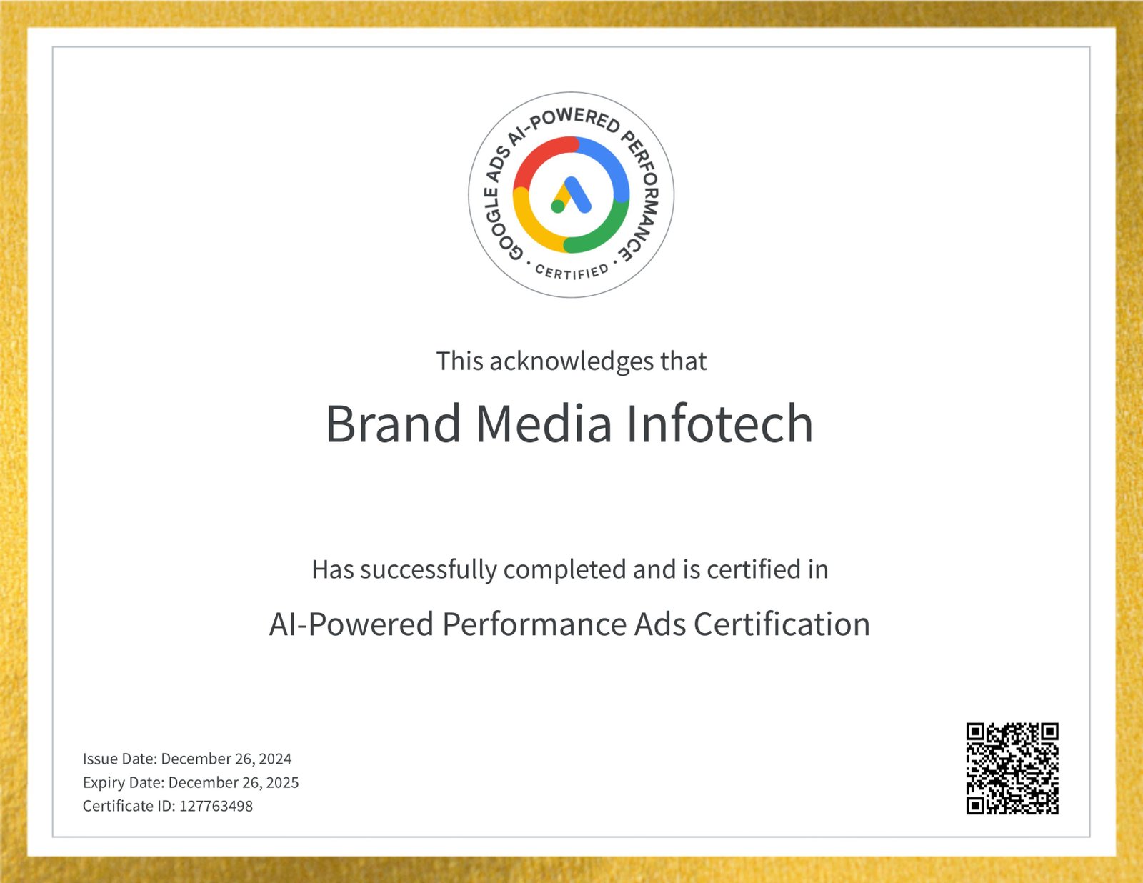 Al-Powered Performance Ads Certification