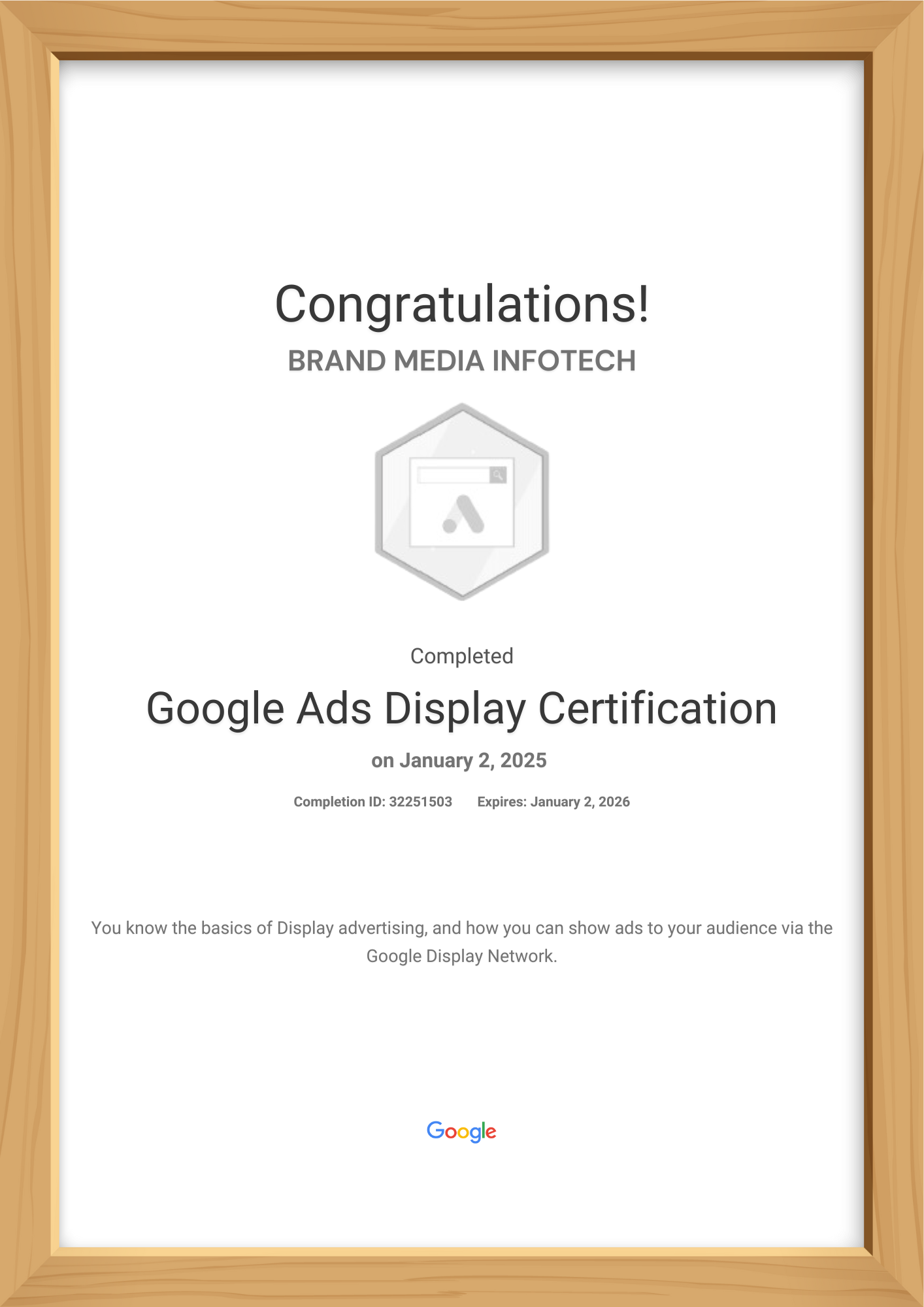 Google Ads Display Certification